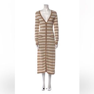 NWT L'AGENCE Marija Cardigan Sweater Button Down Duster Metallic Pockets Brown